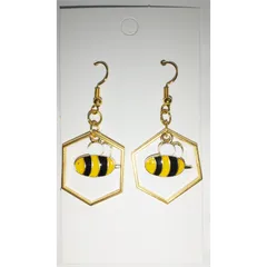 Ｎｏ．25 ハンドメイド ピアス イヤリング 蜂 ハチ ミツバチシリーズ
