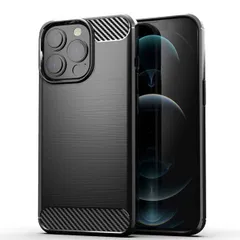 iPhone13 Pro Max ケース アイフォン13プロマックス  カーボン調 薄型 耐衝撃 ソフト ケース 【Color】 ブラック
