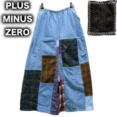 PLUS MINUS ZERO 再構築 リメイクパッチワークデニム イージーパンツ サルエル ロングスカート ガウチョ バギー プラスマイナスゼロ