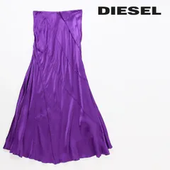 新品・未使用 ディーゼル DIESEL ロングフレアスカート レディース ウエストゴム 微光沢サテン 美シルエット 切替 O-GAIA