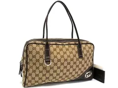 ■極美品■ GUCCI グッチ 169971 204046 GG柄 GGキャンバス×レザー トートバッグ ハンドバッグ ショルダー 肩掛け ブラウン系 FN1721