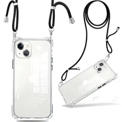 iPhone 13 mini ケース クリア ショルダー 耐衝撃 ストラップ付き スマホケース アイフォン13 mini カバー 透明 薄型 軽量 TPUスマホ シリコン 紐付き 斜めがけ 織りストラップ付き 肩掛け 調節可能なショルダー クロスボディ 多