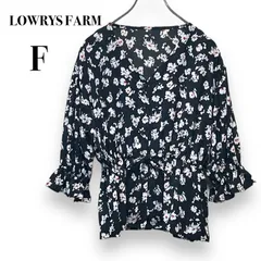 LOWRYS FARM　ブラウス　ブラック 黒　フリーサイズ　花柄　総柄　トップス　レディース　古着