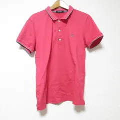 美品 BURBERRY BLACK LABEL バーバリーブラックレーベル ロゴ刺繍 半袖 ポロシャツ カットソー 2 ピンク メンズ 古着 中古 USED