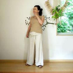 【お取り寄せ】asana HEMP100% フリンジ タイパンツ・きなり