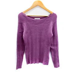 プロポーション ボディドレッシング PROPORTION BODY DRESSING リブニット カットソー 長袖 ボートネック 無地 S 紫 パープル /SY33のサムネイル
