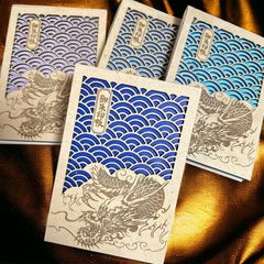 木製 透かし 御朱印帳 龍 青海波 各色