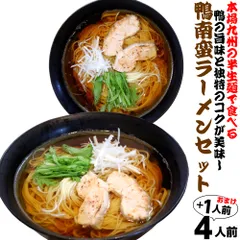 極上の鴨南蛮ラーメン 鴨の旨みがクセになる味わい特製 鴨ラーメンスープ (九州半生めん 4人前＋熟成乾燥麺1食おまけ付き )※おまけ分スープは当店お任せ♪半生中華麺 保存食 ギフト 御中元 内祝 九州生麺のサムネイル
