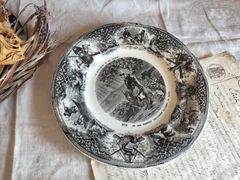 フランス アンティーク　絵付き　皿　モントロー　19世紀 美品