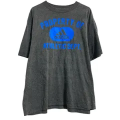 adidas 半袖 プリントTシャツ L チャコールグレー アディダス スポーツ クルーネック 古着卸 アメリカ仕入 a703-5884