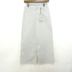 ザラ デニムパンツ ボトムス ワイドジーンズ カットオフ 未使用品 レディース 36サイズ ホワイト ZARA