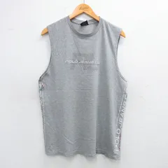 L/古着 ラルフローレン ポロジーンズ ノースリーブ ブランド Tシャツ メンズ 00s ビッグロゴ クルーネック グレー 霜降り 25jul10 中古