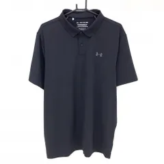 【新品】アンダーアーマー 半袖ポロシャツ 黒 ロゴグレー メンズ XXL ゴルフウェア 大きいサイズ UNDER ARMOUR
