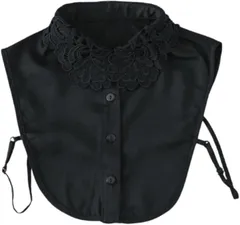 RED RAY レッドレイ 付け襟 レディース つけ襟 重ね着 レイヤード シャツ レース おしゃれ 可爱い フリル ハイネック 角襟 付け衿(ブラック)