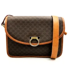 CELINE セリーヌ  DM91 ショルダーバッグ マカダム柄 PVC ブラウン 茶色 ゴールド金具 ロック金具 レディース 斜め掛け カジュアル