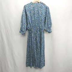 ◇ ⊂ AS KNOW AS アズノゥアズ 花柄 半袖 ロング ワンピース サイズF ブルー レディース E  【1412260037686】