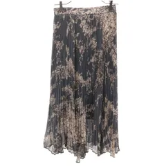 SNIDEL スナイデル 総柄 ロング丈 プリーツスカート F グレー レディース 古着