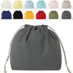 fogman 巾着袋 帆布 無地 お洒落 かわいい パステルカラー 和色 鉛色なまりいろ(鉛色［なまりいろ］,  Sサイズ)