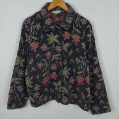 90s dressbarn ドレスバーン ジャケット　ブルゾン　ゴブラン織　 総柄 花柄 ブラック Lサイズ レディース 古着 モード