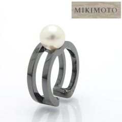 MIKIMOTO イヤーカフ PASSIONOIR アコヤ真珠 パール 6mm SV 銀製 シルバー ブラック 美品 片耳用 箱付 ミキモト ◆送料込◆質屋-11038