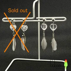 ハートクオーツ＆羽根ピアス／イヤリング：afe003《アレルギー対応》