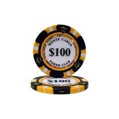【ノーブランド品】モンテカルロ 13.5g ポーカーチップ 25枚セット ブラック $100