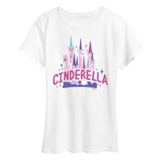 【送料無料】 ディズニー レディース Tシャツ トップス Disney Princess Cinderella Women's Castle Graphic Tee White