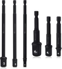SPEEDWOX インパクトグレードソケットアダプターセット 耐衝撃グレードソケットアダプターセット ソケットアダプター延長セット ソケットアダプター拡張セット 6個入り 150mm(ブラック,  150mm(6インチ)と72mm (3インチ)