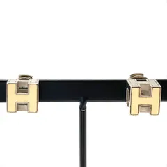 エルメス HERMES カージュ ドアッシュ Hキューブ ピアス メタル シルバー シルバー×ホワイト ユニセックス【中古】