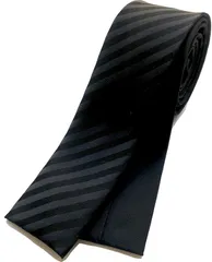 HANG OVER 日本製リバーシブル ストライプx無地 ネクタイ 5cm ダンス 衣裳 衣装 角タイ スクエアタイ(ブラック/ブラック)
