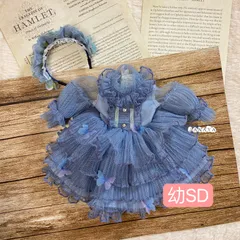 JANAYA ハンドメイド　幼SD服おしゃれ蝶付きブルーワンピース　2点セット　翌日発送