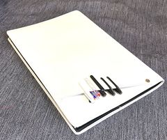 A4サイズ【Cover pocke付きノートカバー】２冊用■合皮■ホワイト■