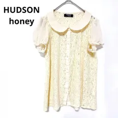 M HUDSON honey ハドソンハニー トップス Mサイズ レース 総柄 花さっぱりとした着こなしのレース生地シャツ レース 丸襟 ベージュ 春夏S798_ Ky154のサムネイル