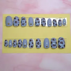 ネイルチップ ブルーグレー レオパード 20枚セット
