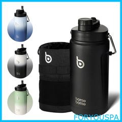 【新着商品】BOTTLE BOTTLE ジャグ 2リットル 水筒 大容量 2L ステンレス 真空断熱 保温保冷 ストロー付き 持ち運び 水筒カバー付き 直飲み アウトドア スポーツ キャンプ ブラック black