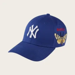 Gucci NYロゴ 鳥刺繍 キャップ Gucci NY Yankees Embroidered Butterfly Baseball Cap Blue