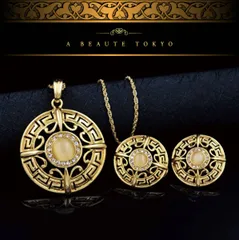 新品◆最高峰 スワロフスキー 使用 大ぶり キャッツアイ ピアス ネックレス セット ゴールド◆silver925 ジュエリーポーチ 保証書 猫目石 虎目