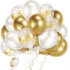 【特売】EXGOX 90個 風船 バルーン ゴールド お誕生日 ゴム風船 セット 飾り付け happy birthday バルーン 吹雪入れ 誕生日会 母の日 バースデー 卒業 開店 記念日 結婚式 成人式 100日祝い 飾り10インチ (ゴールド系)