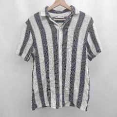◇ ⊂ ZARA ザラ ストライプ柄 半袖 シャツ サイズS ブラック ホワイト系 レディース E  【1505290009805】