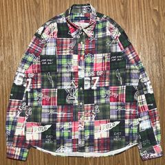 Ralph Lauren パッチワーク総柄プリント グラフィック ボタンダウンシャツ L