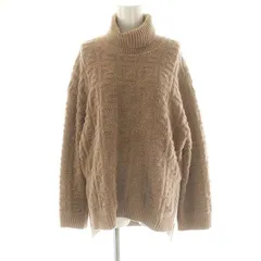 フェンディ FENDI Double F Logo High/low Turtleneck Sweater ニット セーター 長袖 ロゴ タートルネック 40 ベージュ /NR ■OS