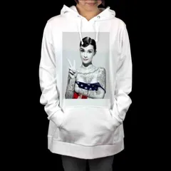 オリジナル パーカー オードリーヘプバーン タトゥー ピース セクシー アメリカ 星条旗 パーカー S M L XL タイト ジャスト 大きい ビッグ オーバーサイズ メンズ レディース ユニセックス ピンククリーム