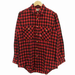 ザノースフェイス THE NORTH FACE 美品 ヴィンテージ 茶タグ ワークシャツ 長袖 バッファローチェック L 赤 レッド 黒 ブラック /UO 1102 ■GY09