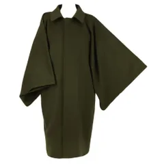 在庫処分 和装コート 角袖 カシミヤ混 カーキ ロング メンズ Mサイズ 日本製 着物 防寒 厳寒 秋冬 おしゃれ No.3-0714