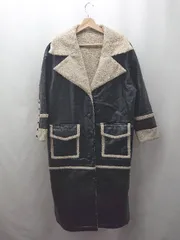 □ ⊇ Darich ダーリッチ フェイクレザー 長袖 ボアロングコート サイズフリー ブラック系 レディース E  【1507030001926】