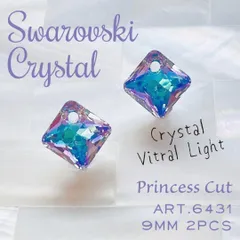 SW-025 スワロフスキー ペンダント✨ #6431 9mm 2個 C.ヴィトラルライト_Ⅷ | #akeeeeeySWRare | Swarovski | プリンセスカット ペンダント トップホール