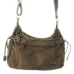 キタムラ Kitamura ショルダーバッグ ナイロン レザー 革 ロゴ 茶 ブラウン /AO8 ■GY18