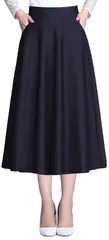 panda store フレア スカート レディース Aライン ロング ポケット付 シンプル フォーマル オフィス 78 2xl( ブラック,  2XL(78cm))
