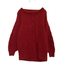 ケーブル編み ニット セーター レディース M～ レッド 袖ケーブル模様 ハンドメイド 古着卸 アメリカ仕入 a612-6463