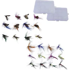 ルナリ テンカラ 毛鉤 24個セット 収納ケース付 完成フライ 渓流釣り 疑似餌 フライフィッシング アユ イワナ TypeA・B